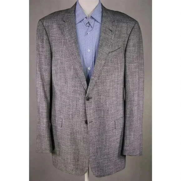 Armani Collezioni Current Silver/Black Woven Viscose 2-Btn Sportcoat Blazer 44L - Picture 2 of 11